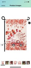 Happy Valentine's Hearts Pickup Truck Garden Flag Valentine's Day 12" x 18" New