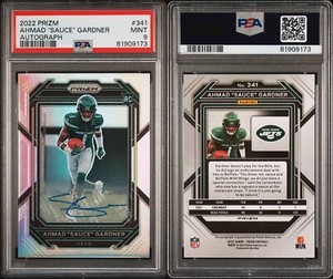 AHMAD "SAUCE" GARDNER 2022 PANINI PRIZM SILVER PRIZM RC AUTO #341 PSA 9 AUTO
