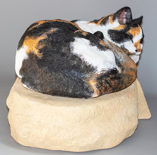 Pet Memorial Tombstone Grave Marker Plaque Cremation Urn Calico Cat Loss Tribute - 第 4/11 張圖片