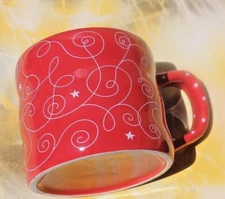 Dayspring Red & White Swirl Dot Ripple Coffee Tea Mug Cup, 2.75” tall NEW 