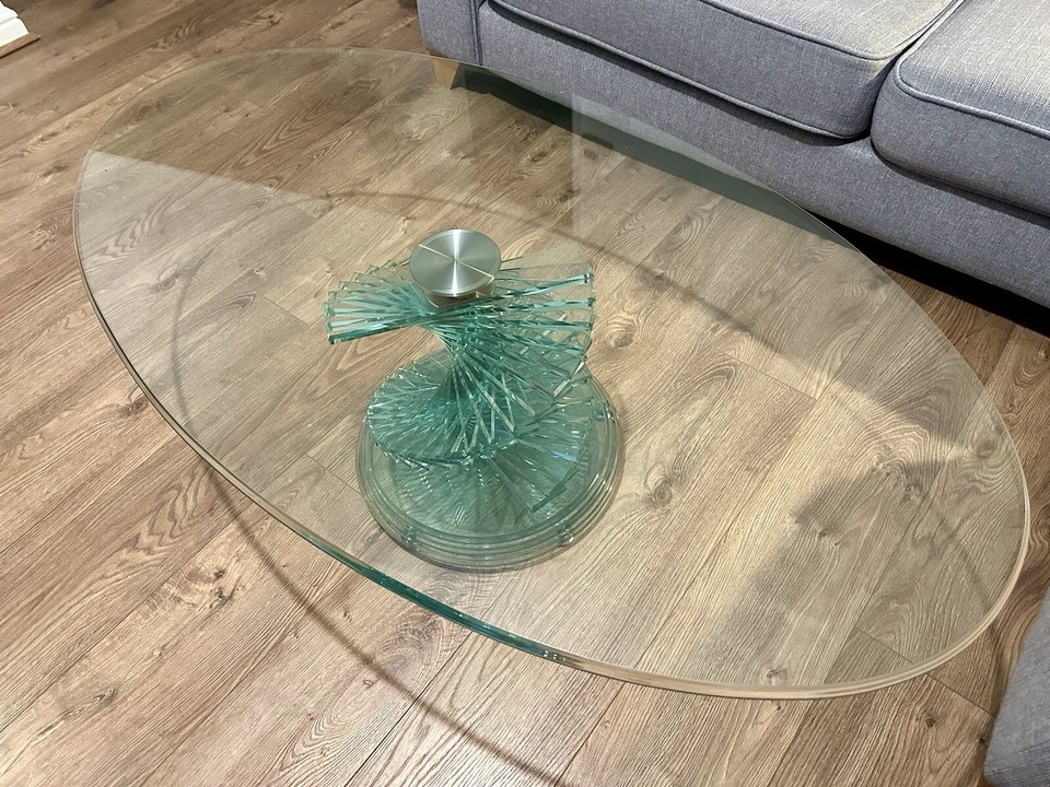 Oval Glass Coffee Table With Spiral Base eBay