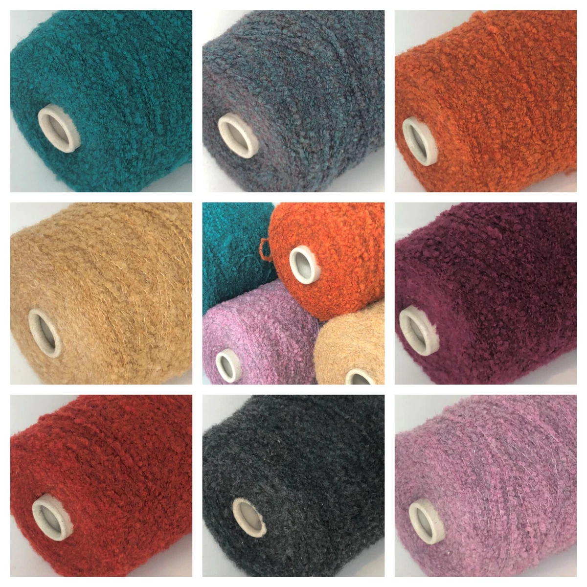 Color MIX Wool Boucle Yarn Cone per 0.88lb / 400g Craft Crochet Knitting