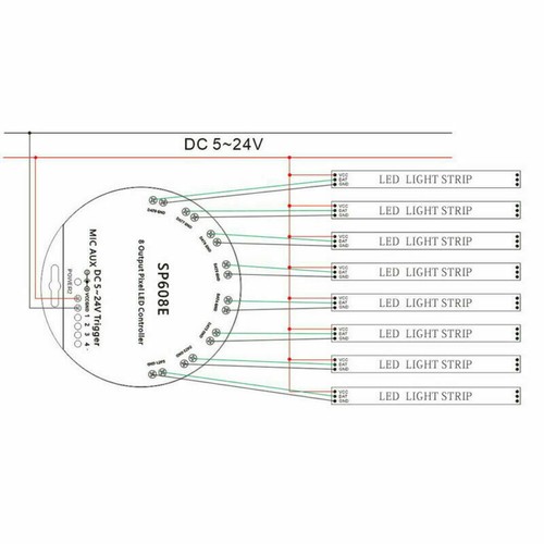 SP608E SP601E 2/8 Output BT Music Controller for WS2811 WS2812 LED Strip - Picture 15 of 15