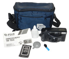 Fuji Discovery 180 TELE 35mm Point Shoot Compact Film Camera W/Extras