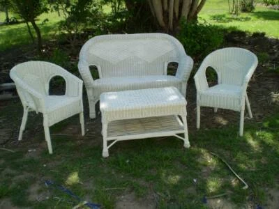 4 Pc Cane Patio Sunroom Set 2 Chairs 1 Couch Rectangular Table 4 Pc Cane Patio Sunroom Set 2 Chairs 1
