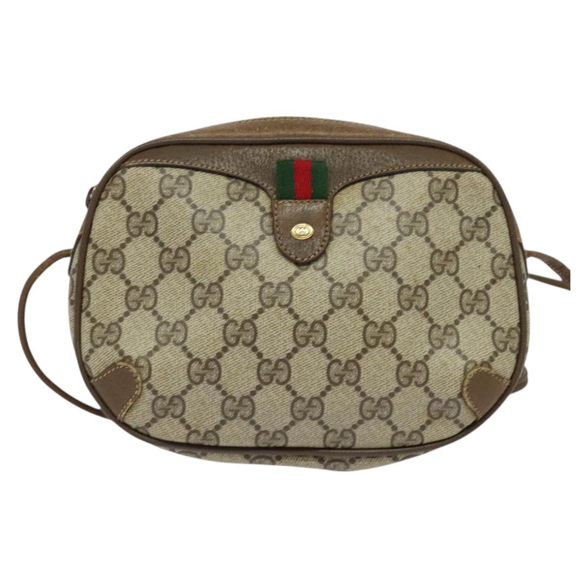 GUCCI☆DHL発送♪GG SUPR.PRINT ショルダーBAG☆752565 GUCCI GG Supreme Web Sherry Line Shoulder Bag PVC Beige 89