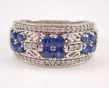 2Ct Round Lab-Created Blue Sapphire Art Deco Wedding Ring 14K White Gold Plated