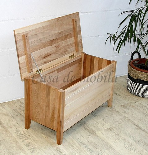 Massivholz Truhe ANTON 84x48x38cm Holz Sitztruhe Bank Kernbuche massiv geölt - Bild 6 von 7