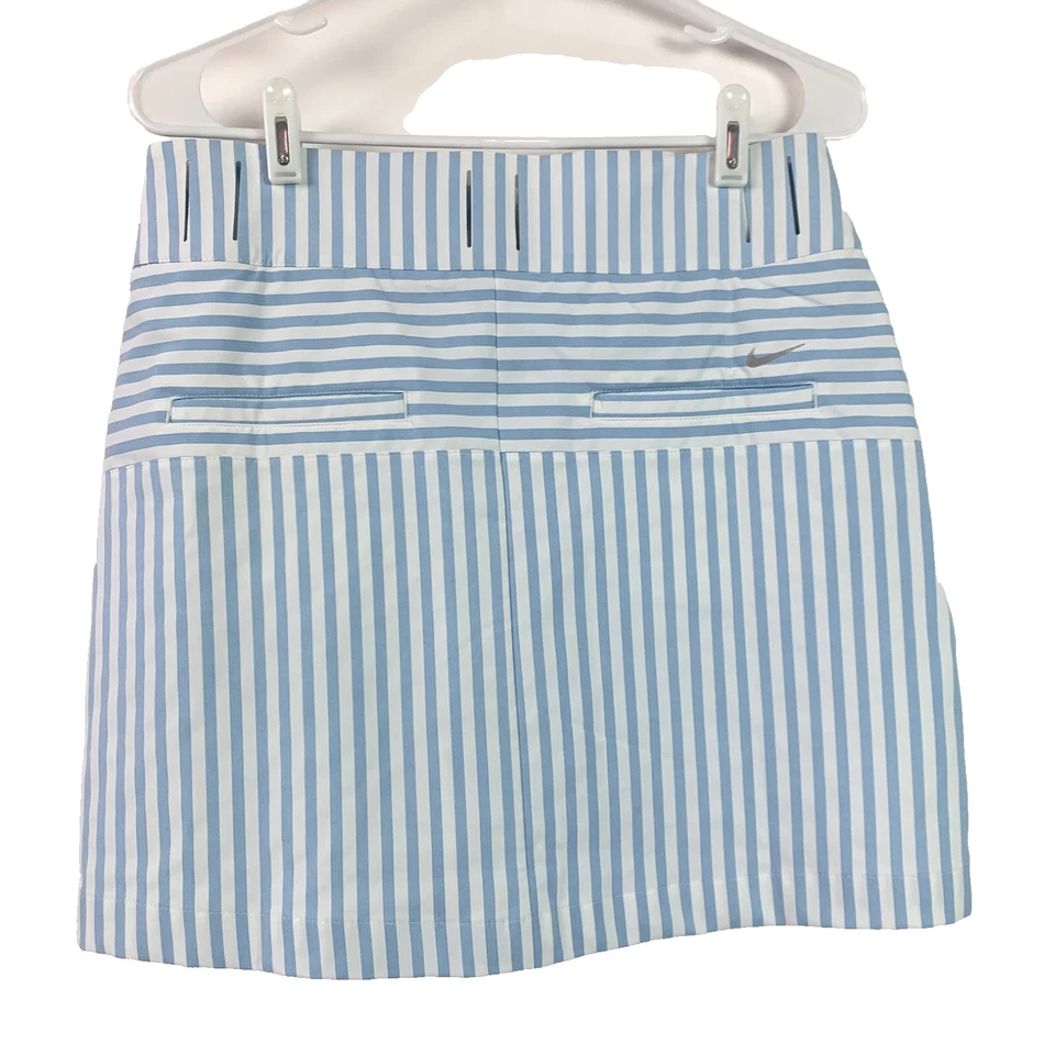 Nike Golf Tour Performance Azul Blanco Rayas Golf Skort Mujer 6 CINTURÓN FALTANTE Foto 3 de 4