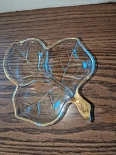 Vintage Leaf-shaped Tidbit Dish Gold Trim
