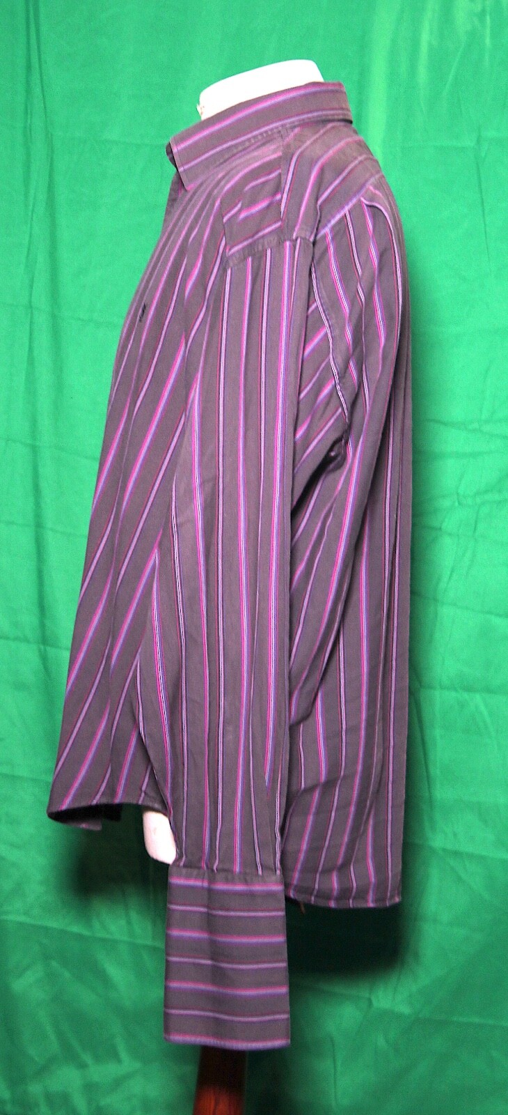 SAINT LAURENT Rara camicia elegante uomo vintage YSL viola malva taglia XL manica lunga doppio polsino