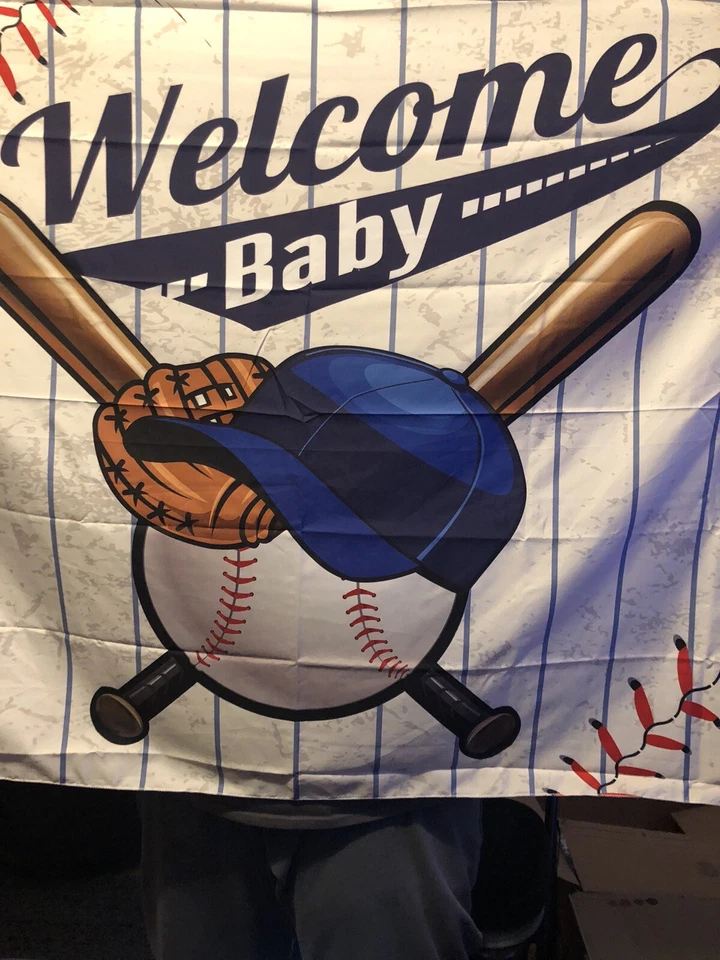 Telón de fondo tapiz de bienvenida para baby shower 8’x6’ Foto 2 de 2