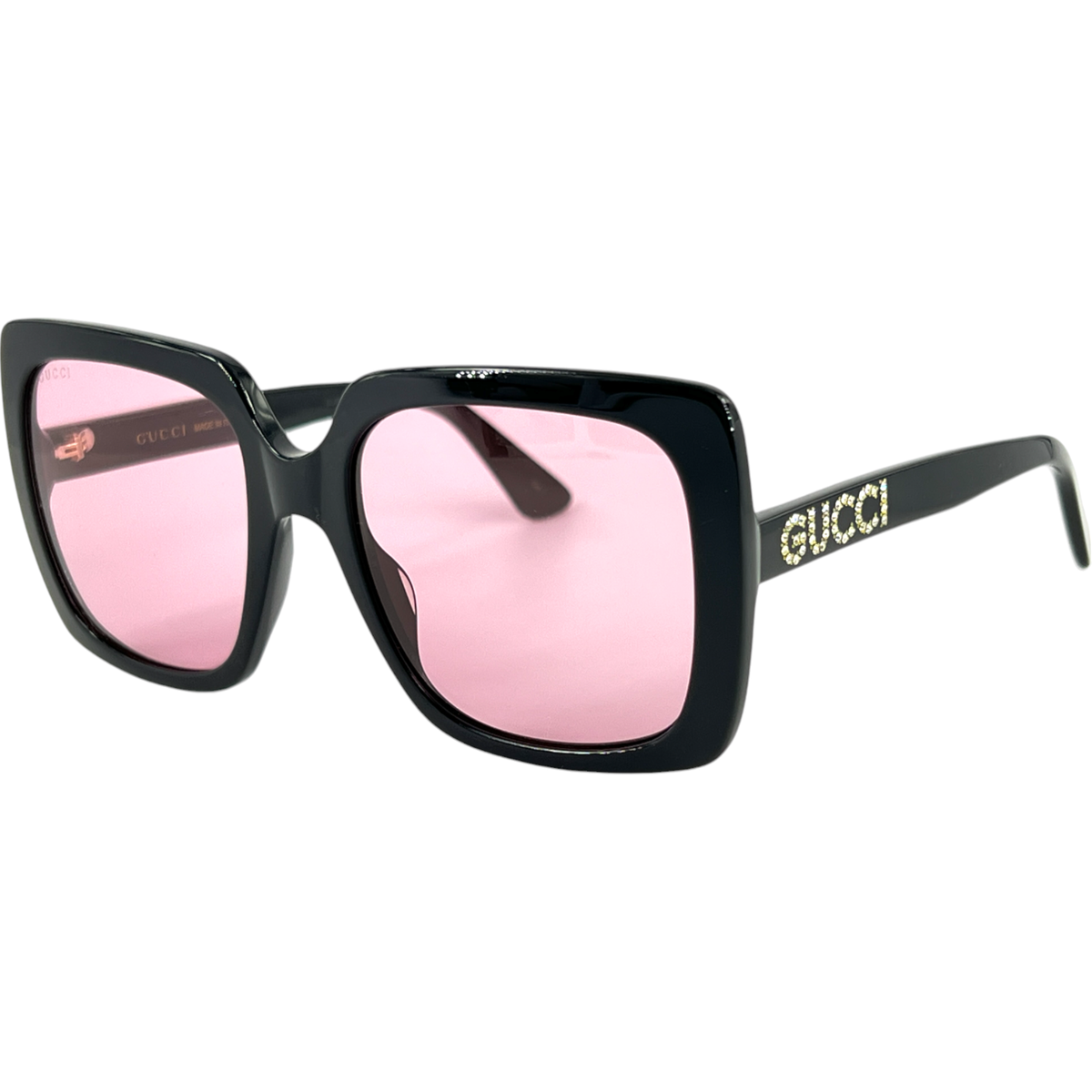 Gucci GG0418S Womens Plastic Sunglass 002 Black w Pink Lenses 54