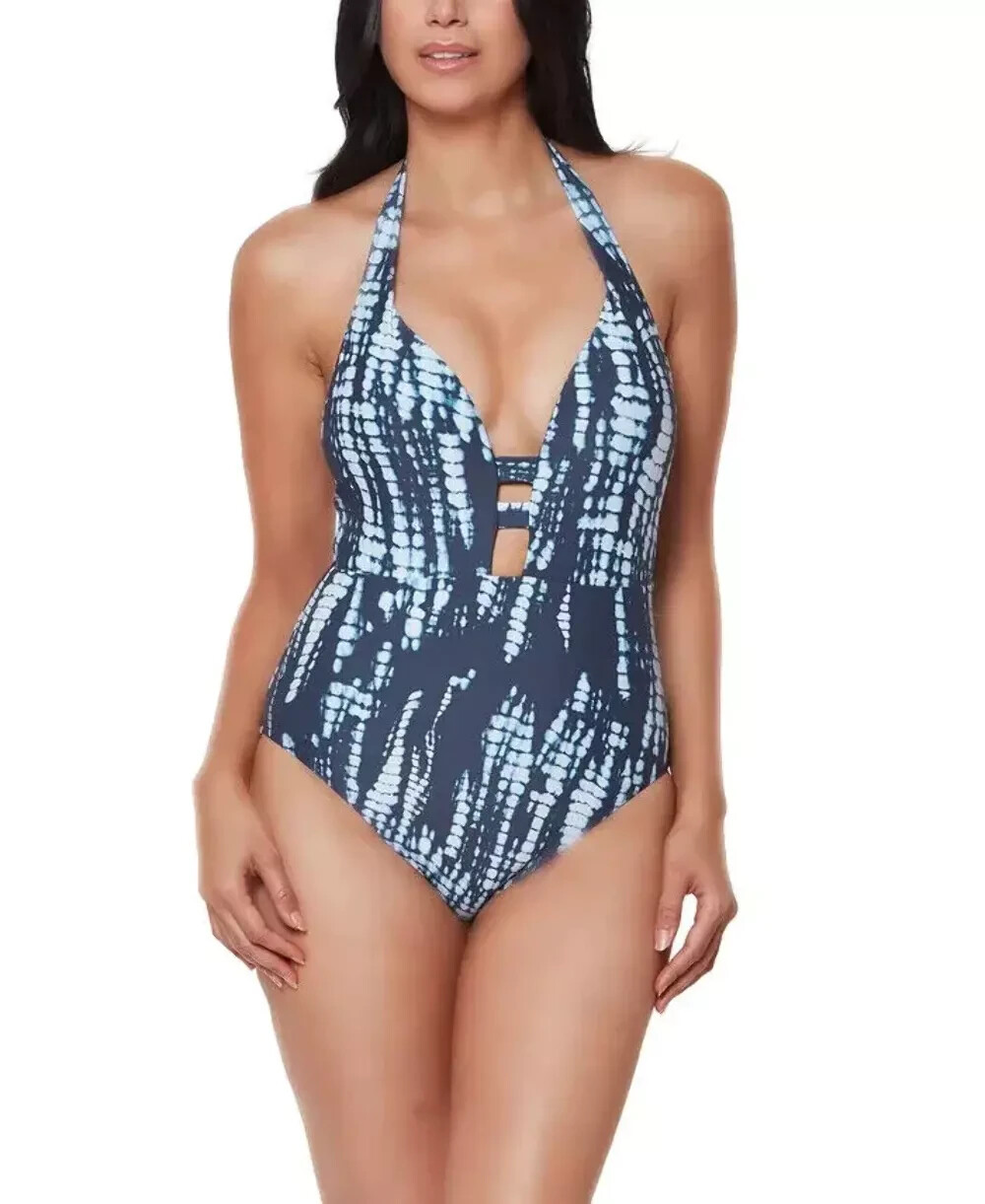 $88 Bar III Tie-Dyed One-Piece Swimsuit, Ink Well, L