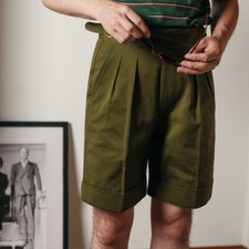 Casual British Men's Gurkha Shorts Loose Bermuda Shorts Army Pants Walk Shorts