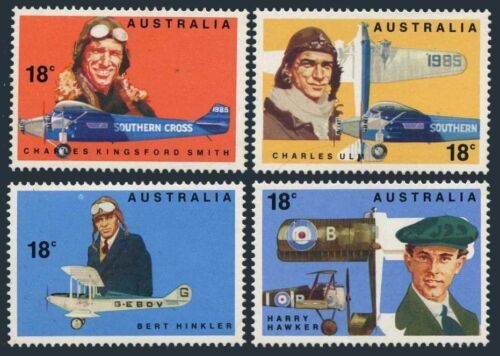 Australia 672-675,675a,MNH.Michel 644-647,Bl.3. H.Hawker,B.Hinkler,C.Ulm aviator - Picture 1 of 2