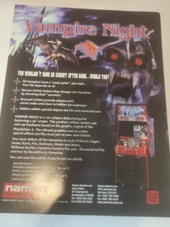 Flyer  VAMPIRE NIGHT  Arcade Video Game advertisement original see pic