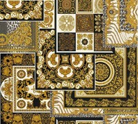 Vinyltapete Versace Home 4 Kacheln Schwarz Gold Weiß Metallic 370483 (14,79€/1Qm