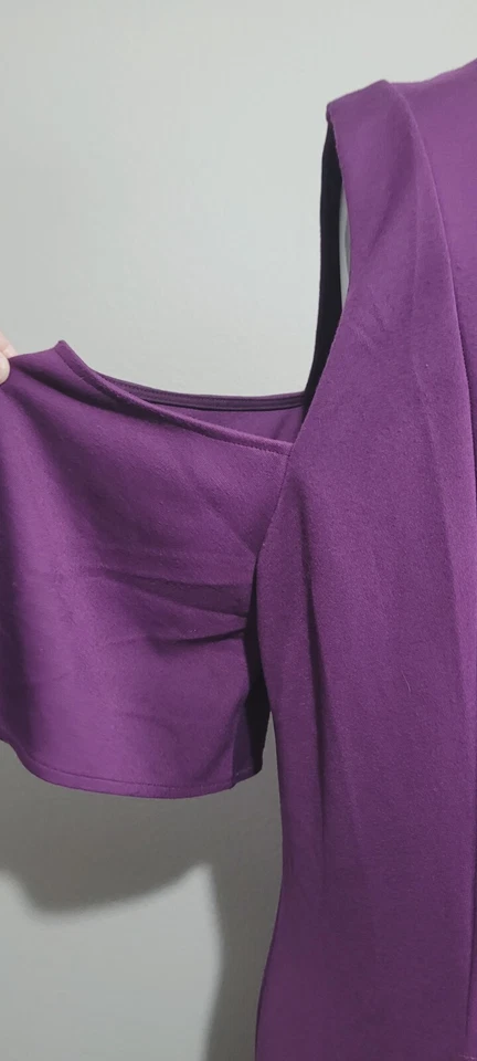 Eloquii size 18 Dress shift v-neck cold shoulder women pleated mid-weight zipper - Image 4 of 4