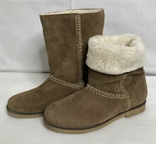 Coolway Azalea Brown Suede Fleece Lined Winter Women Mid Calf Boots Sz 38 US 7.5