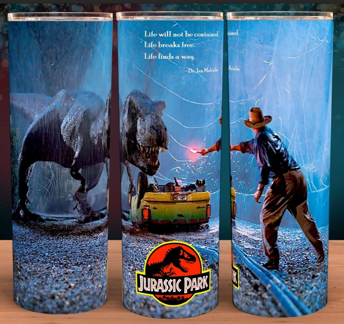 Jurassic Park T-Rex versus Alan Grant Cup Mug Tumbler 20oz