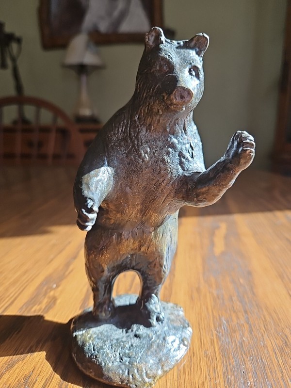  Solid   Bronze  Standing  Bear Sculpture
