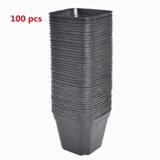 100 Pcs 4" Square Plastic Seedling Pots Nursery Seeds Starting Flower Plants Pot