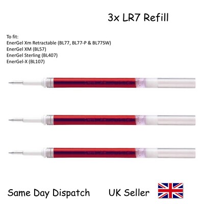 Pentel LR7 0,7 mm rote Mine für Energel BL77 BL57 BL407 BL107 - 3er Pack