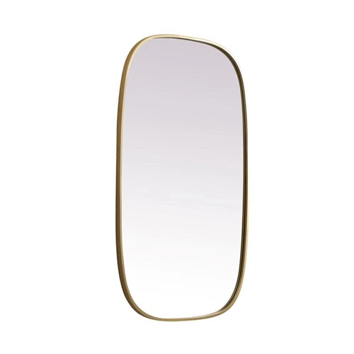 Elegant Decor Brynn 24x40" Oval Modern MDF Wood/Iron Mirror in Brass - Picture 5 of 11