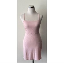 URBAN OUTFITTERS Pink Crisscross Strap Ribbed Bodycon Mini Dress Size S