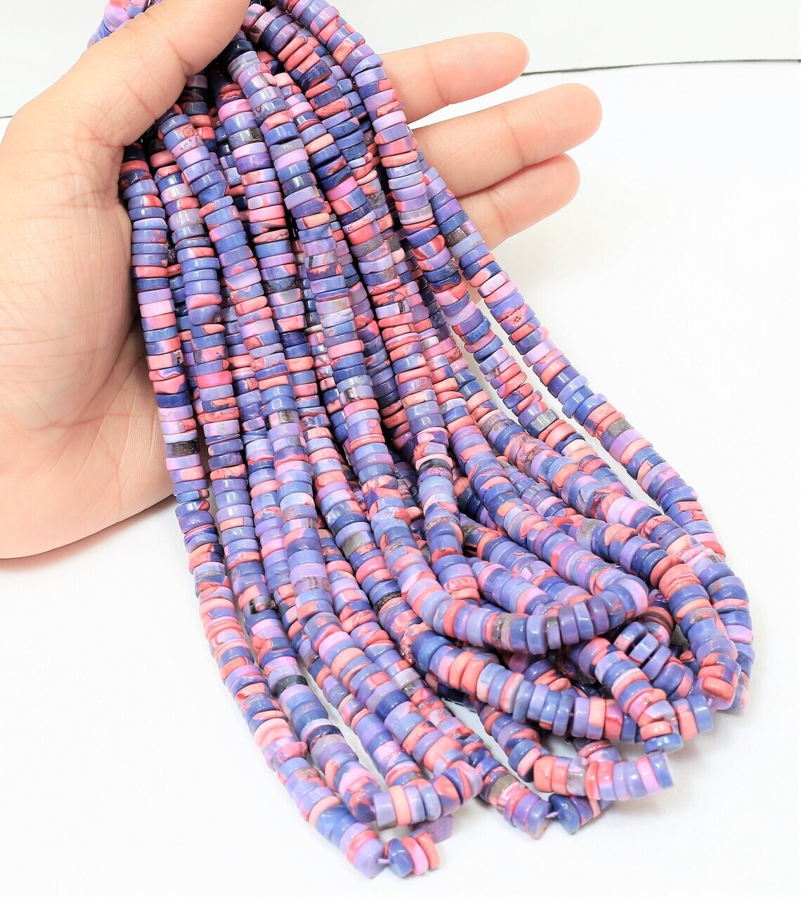 Purple Pink Opal Smooth Round Heishi Beads 6-8mm Gemstone Jewelry