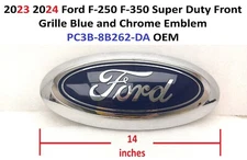 2023 2024 Ford F250 F350 Super Duty Front Grille Blue Emblem PC3B-8B262-DA OEM