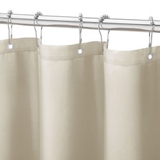 Beige Fabric Shower Curtain Liner Waterproof Metal Grommets 72x72 Inch