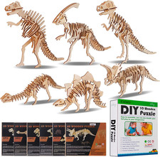 3D Wooden Puzzle Simulation Animal Dinosaur Assembly DIY Model Toy for Kids a...