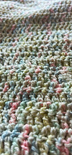 Handmade Crocheted Crochet Crib Blanket, Unisex Baby, Pastel White Pink Blue