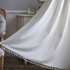 Linen Boho Curtains 108 Inches Long 2 Panels Set Bohemia Curtains for Bedroom...