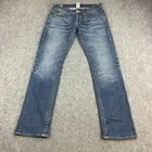True Religion Jack Mens Jeans Regular Straight 32 32 Mid Wash Blue Whiskers USA