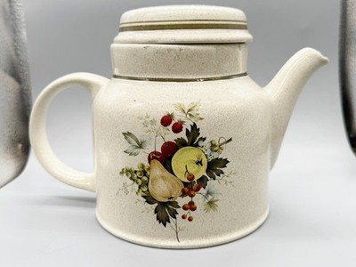 VINTAGE ROYAL DOULTON CORNWALL LAMBETH STEINZEUG TEEKANNE MIT DECKEL OBSTDESIGN