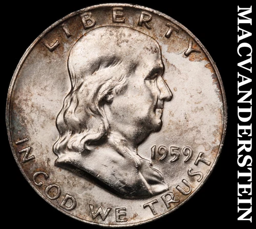 1959-D Silver Franklin Half Dollar - FBL - Choice Gem Brilliant Unc+++  #G8224