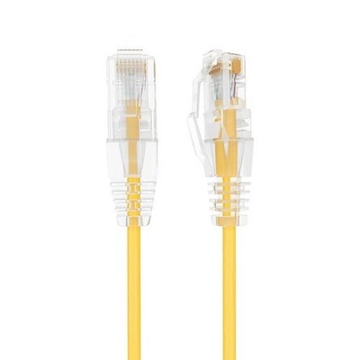 Slim Cat6a UTP Snagless Patch Cable, Yellow - 0.5/1/2/3/5/6/7/10/14/15/20/25 ft