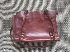 Vintage texier genuine leather bag chestnut brown made in France