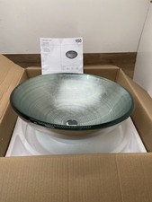 Vigo VG07053 16-1/2" Glass Bathroom Vessel Sink, Simply Silver