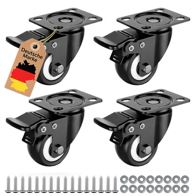 Schwerlastrollen 50mm 4x Lenkrollen mit Bremse 200KG Transportrollen Set