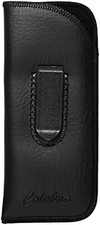 Calabria Slim Eye Glasses Case W/Clip Soft PU Leather Black Men Women Eyeglasses