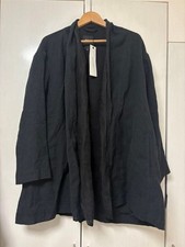 Pas de Calais Black Shirt Cardigan Size 36 Cotton Linen Flare
