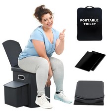 Upgraded XL Portable Camping Toilet with Side Compartment for Car and Adults,...