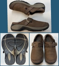 Merrell Encore Buckle Bracken Brown Leather Clogs Mules Comfort Shoes Sz 6 EUC