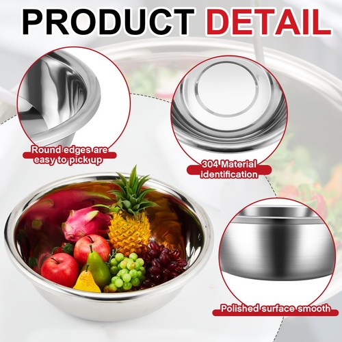 2 Pack Large Mixing Bowl Oversized All Purpose 304 Stainless Steel Polished M... - Picture 3 of 6