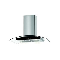 Cookology Esssentials 90cm Island Curved Glass Cooker Hood Stainless Steel LED