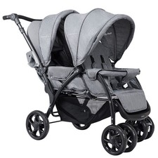 Foldable Double Baby Stroller Lightweight Front  Back Seats Pushchair Gray